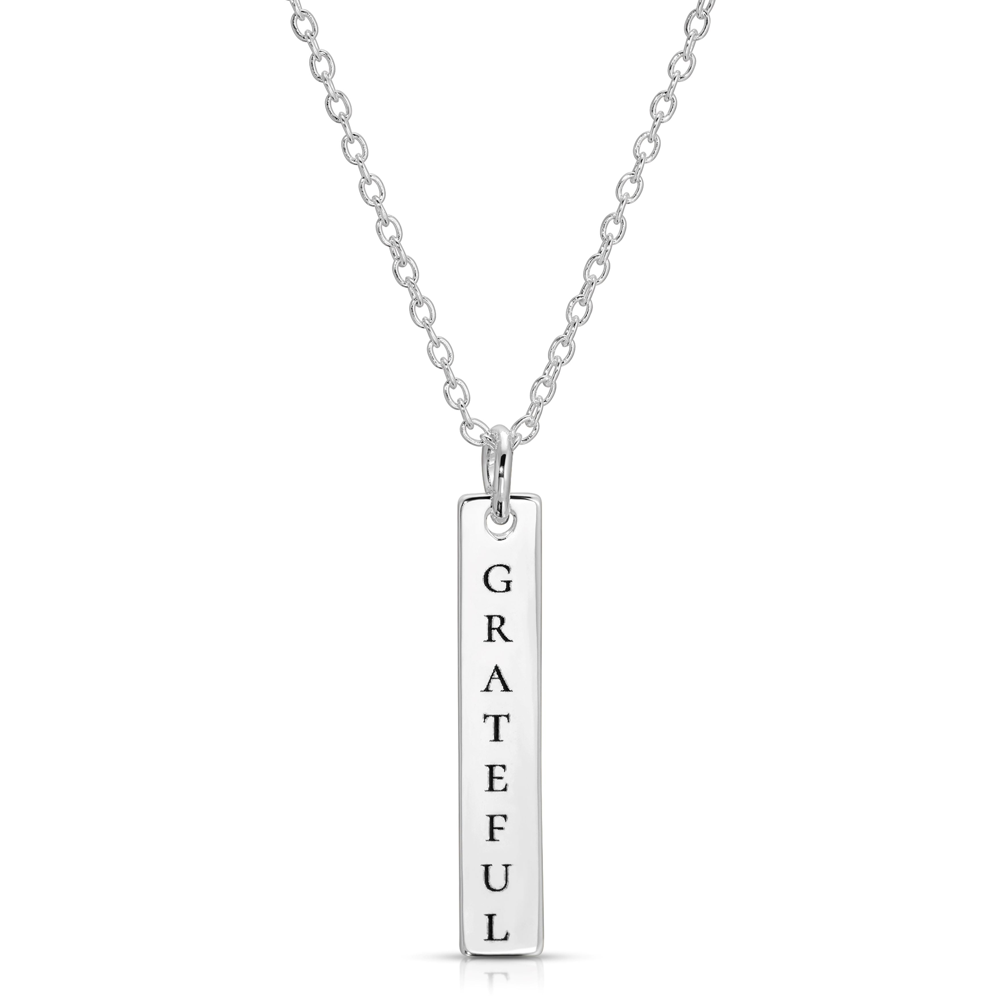 Engraved Silver Bar Necklace