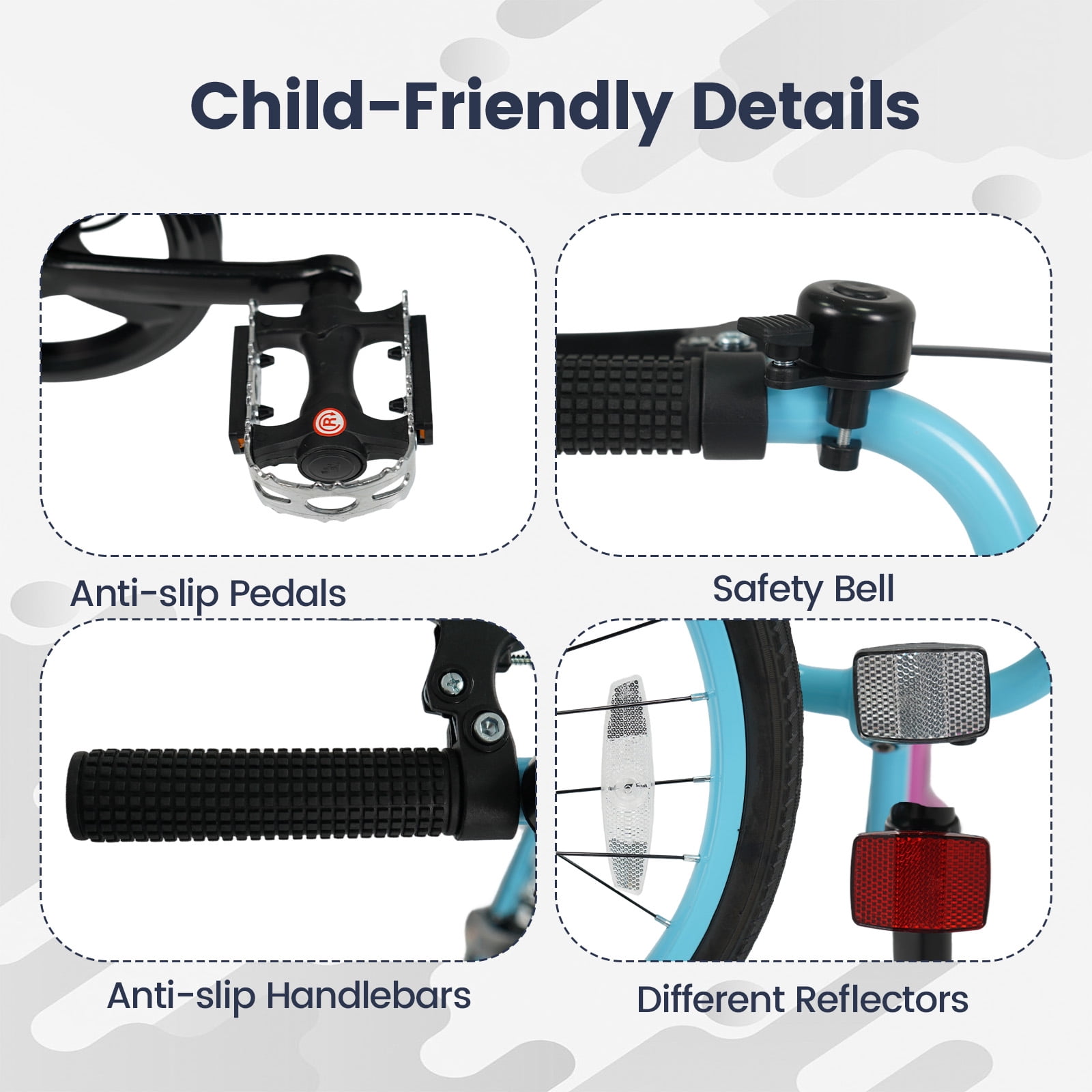 OLAKIDS Mountain Bike, 20 Inch Bicycle with 7 Lighting Modes Bluetooth Music 6 Speed Drivetrain