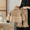 thumbnail image 2 of Girls' Mink Plume Sweater Set with Trousers Knitted, Fall and Winter Collection, 2 of 7