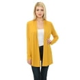 thumbnail image 1 of Pastel by Vivienne Women's Long Sleeve Jersey Cardigan Mustard X-Large, 1 of 3