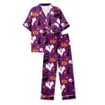 thumbnail image 7 of Womens Halloween Pajamas Set Lightweight Loose Fit Ghost Pumpkin Print Button down Short Sleeve with Pants Outfits Soft Comfy Summer Jammies 2 Piece Lounge Set, 7 of 7
