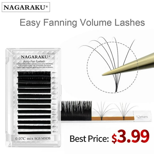 NAGARAKU Easy Fanning Auto Fans Eyelash Extension Self Handing Making Fast  Bloom Flowering Pre-bonded Lashes Mega Volume 