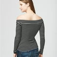 thumbnail image 2 of Aeropostale Womens Striped Pullover Blouse, Black, Juniors, X-Small, 2 of 2