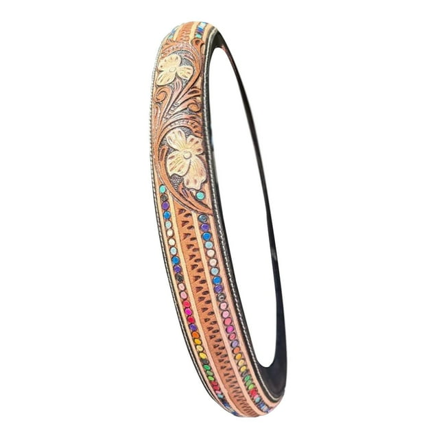Housse de Volant Western Rétro Western Cowboy Universelle Housse de Volant Embossée Peinte à la Main Cuir Western pour Homme Design Facile