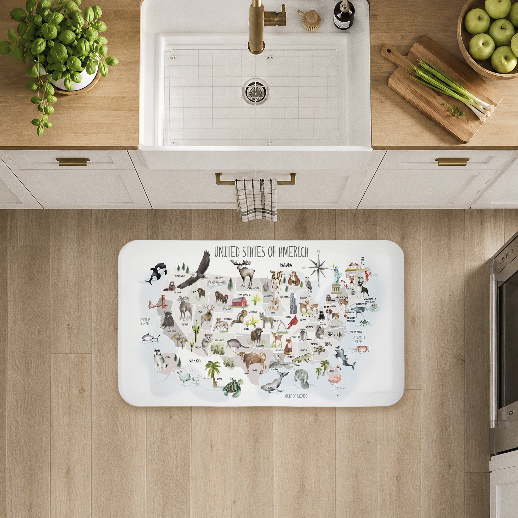 Stupell Industries United States Animal Locations Printed Anti-Fatigue Floor Mat, design by Studio Q