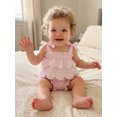 thumbnail image 5 of BemeyourBBs Toddler Baby Girl Summer Clothes Cute Infan Baby Girls Summer 2 Piece Outfit 6 12 18 24 Months 2 3 4 Years Strap Tie-up Striped Layered Camisole TankTop with Shorts Set, 5 of 6
