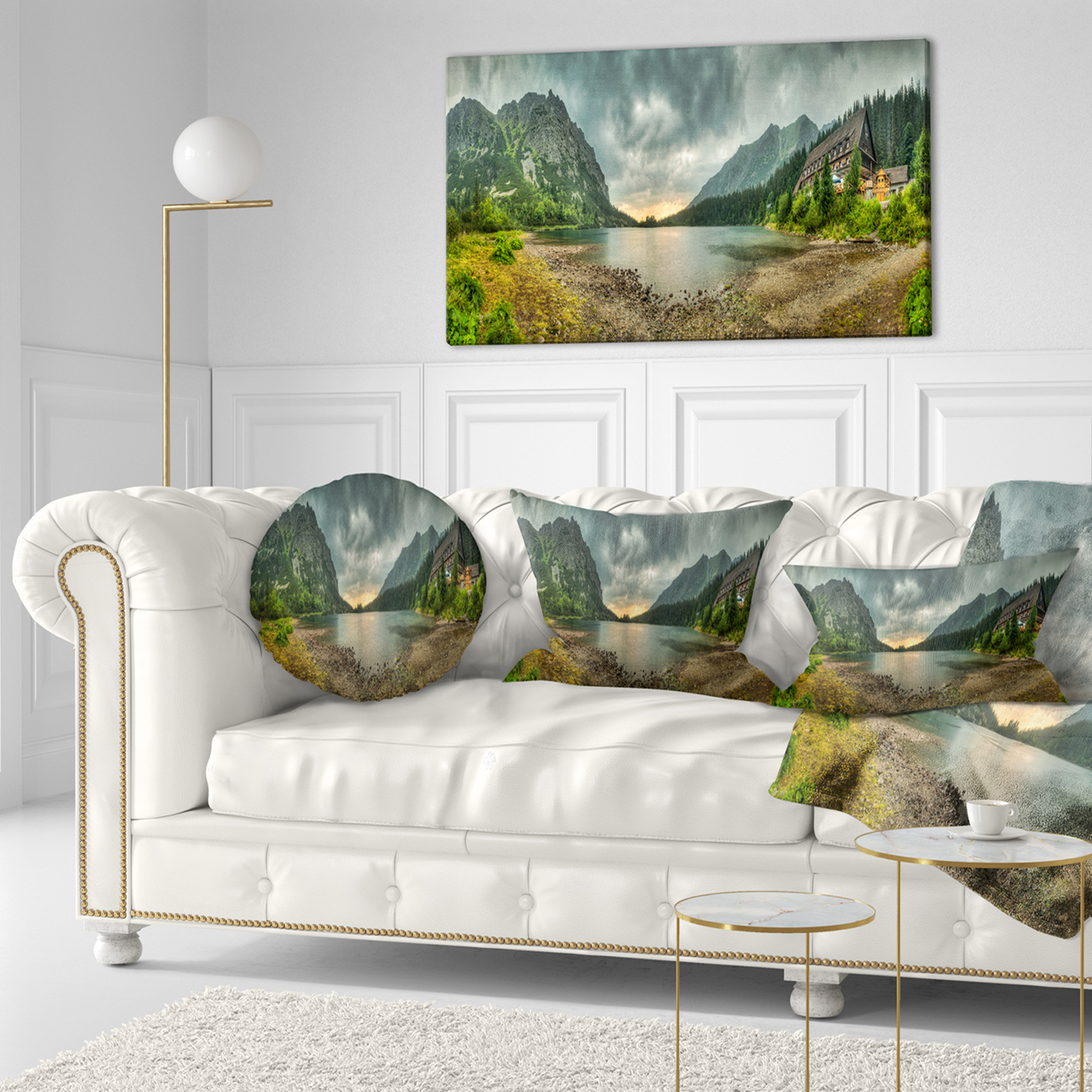 Designart 12" x 20" Green Polyester Throw Pillow