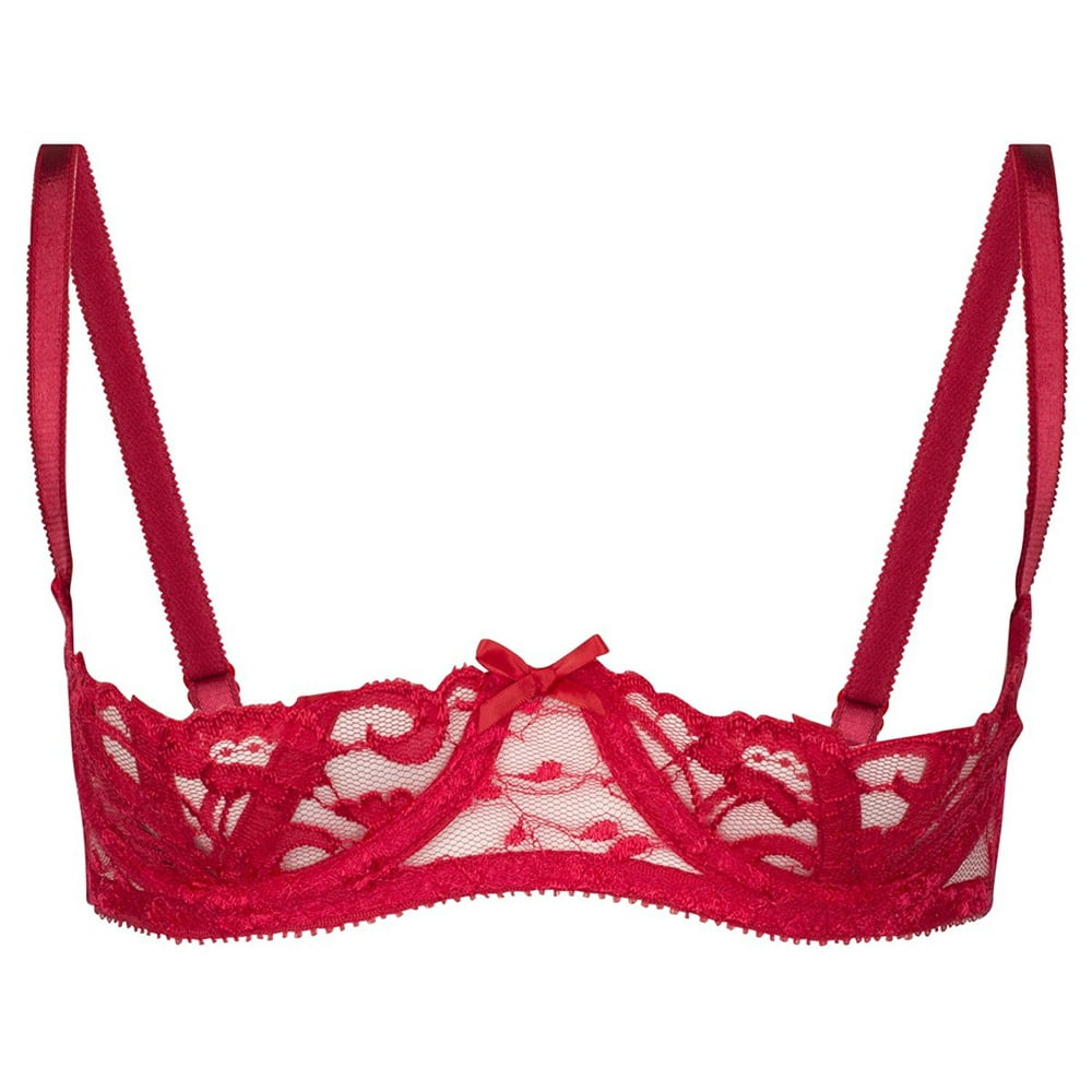 Sosexylingerie So Sexy Lingerie Tm High Shine Lace Boned And Underwired Shelf Bra 34 A C Red