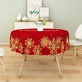 thumbnail image 3 of Nanqianyi Merry Christmas Tablecloth 70 Inch Round Winter Gold Snowflakes Waterproof Table Cloth for Christmas/New Year Party Dining, 3 of 9