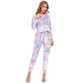 thumbnail image 1 of Ropa de hogar de otoño e invierno, traje de pantalón de manga larga con efecto tie-dye para mujer, pijama informal para mujer, 1 of 6