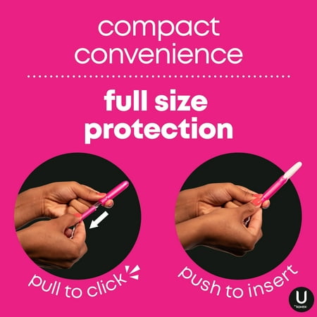 U by Kotex Click Compact Tampons, Regular, Unscented, 16 Count