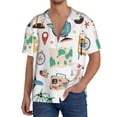thumbnail image 3 of Naloa Travel1 Men's Loose Fit Cuban Collar Short-Sleeve Shirt with Button-down and Chest Pocket for Everyday Wear Outings - XX-Large, 3 of 7
