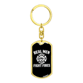 thumbnail image 4 of Real Men Fight Fires Firefighter Stainless Steel or 18k Gold Premium Swivel Dog Tag Keychain, 4 of 10