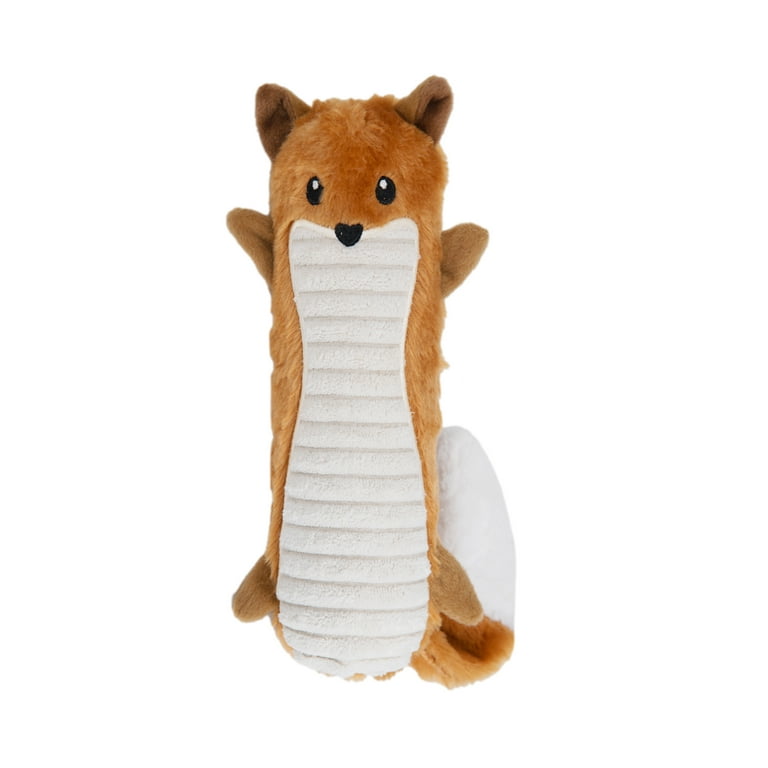 Petstages Stuffing-Free Big Squeak Fox Plush Dog Toy, Medium , Orange