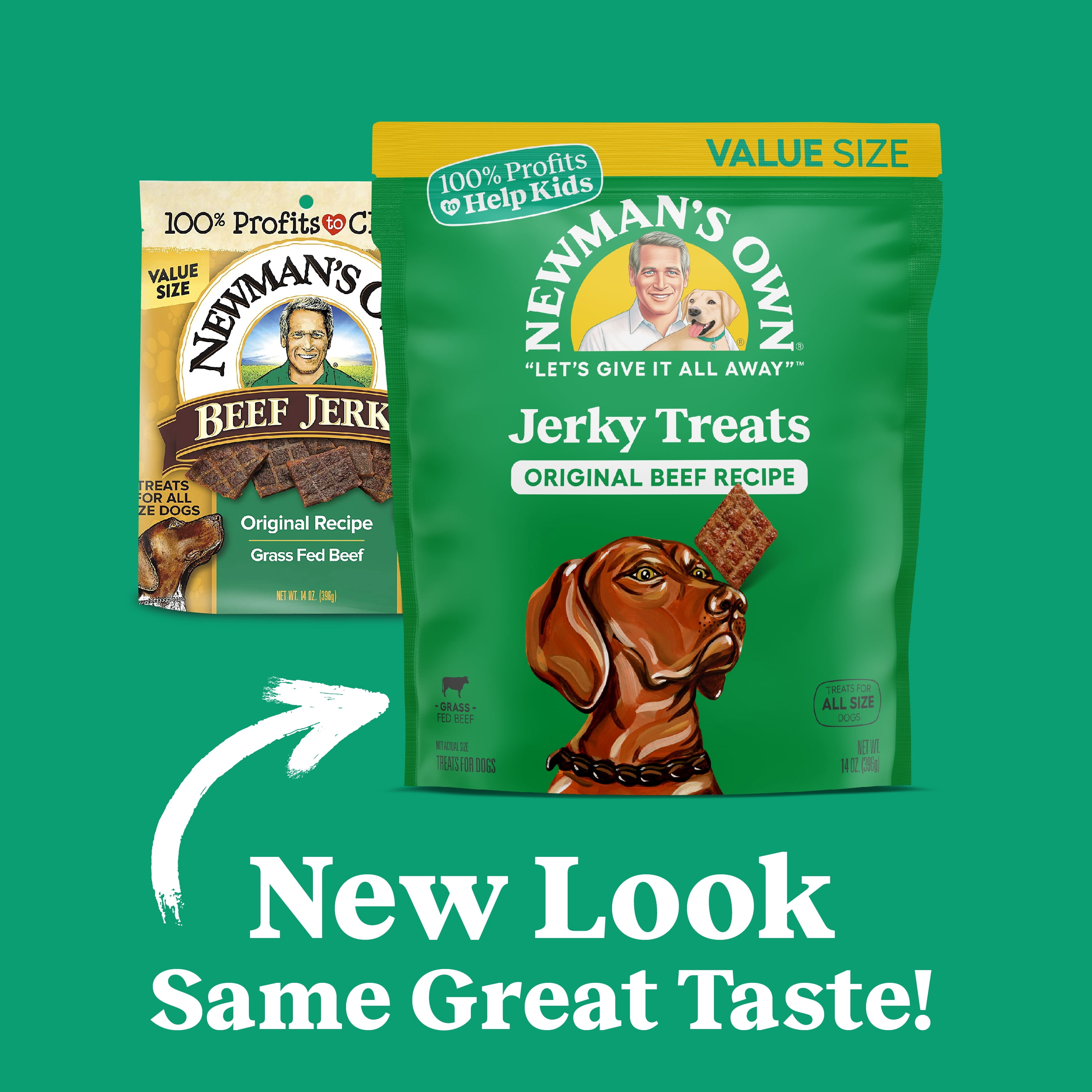 Newman's Own Original Recipe Grass Fed Beef Jerky Treats for Dogs, 14oz Re-Sealable Bag