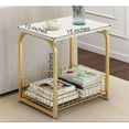 thumbnail image 2 of Writings on the Wall Square Side Basket Table with Marble Top, Metal and Stone, for Living room, Bedroom, Office, Square, 2 of 3