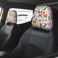 thumbnail image 2 of Kdxio Animal Cartoon Style Pattern Print 2 Piece Car Head Rest Covers Set Auto Front/Rear Seats Headrest Cover Universal Fit Most Cars,Sedan, SUV, 2 of 9