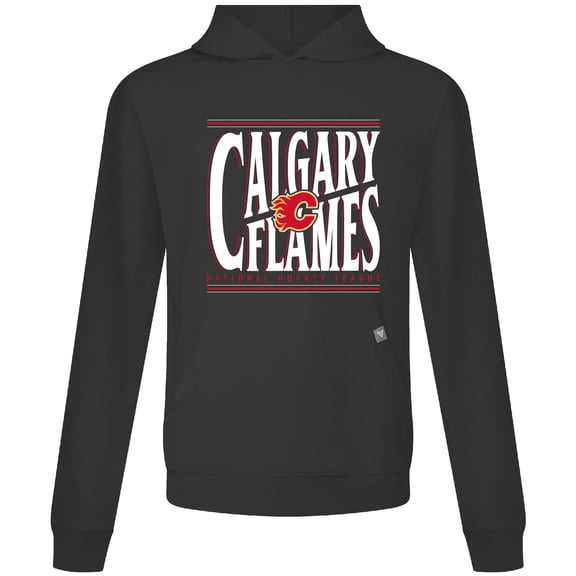 Men's Levelwear  Black Calgary Flames Relay Powerhouse Pullover Hoodie