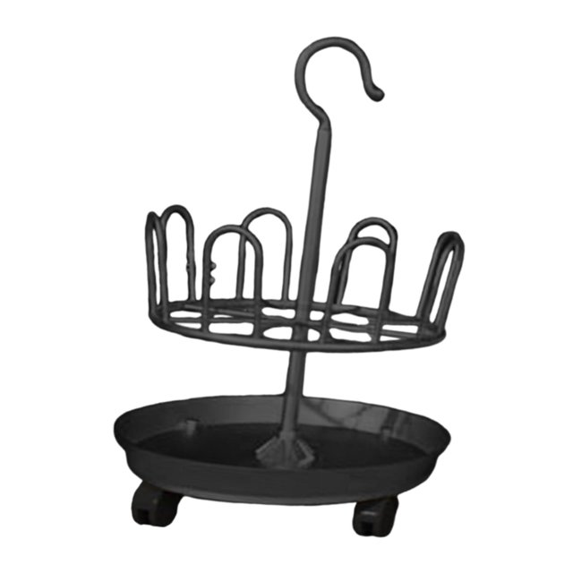 Lipstore Revolving Shoe Tree Freestanding Shoe Display with Wheels Shoe Storage Organizer Black Single Layer