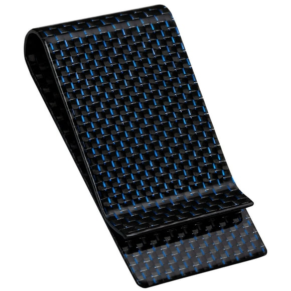 SERMAN BRANDS Carbon Fiber Money Clip Credit Card Holder Slim Business Front Pocket Clips for Men Black Glossy (Blue/black)