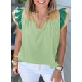 thumbnail image 3 of Blusa Tankaneo para mujer con volantes, color verde bloque, 3 of 8