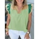 thumbnail image 3 of Blusa Tankaneo para mujer con volantes, color verde bloque, 3 of 8