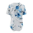 thumbnail image 5 of Womens V-Neck Tshirts Summer Henley Short Sleeve Tops Casual Pleated Blouse Dressy Loose Floral Basic Tee Oversize Blouses, 5 of 8