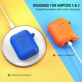 thumbnail image 4 of AirPods Case Cover, Full Protective Soft Silicone Case Accessories with Keychain for Apple AirPods 1st 2nd Generation Charging Case, Front LED Visible, Bright Orange, 4 of 5