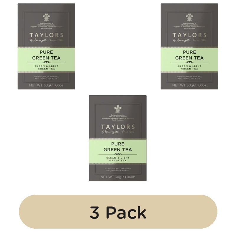Taylors Pure Green Tea Teabags 20's, British Import (Pack of 3)