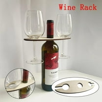 Creative Wooden Wine Rack, Portable Design To Carry & Serve Wine With 2 Glasses, Suitable For Champagne Sparkling Wine Port Ideal Gift For Weddings Birthdays Barbecue Home Decor