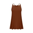 thumbnail image 5 of LNWUY Summer Dress for Women Beach Spaghetti Strap A-Line Dresses Vacation Outfits Solid Color Pleated Mini Dress Nightdress Brown XXL, 5 of 7