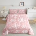 thumbnail image 2 of Pink Christmas Full Comforter Set Women,Girly Romantic Snowflake Bedding Set Teens Christmas Bedroom Decor,Princess Winter Quilt Modern Pink Floral Duvet Insert, 2 of 6