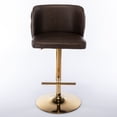thumbnail image 6 of Zateety 2Pcs Swivel Bar Stools, Tufted PU Upholstered Bar Chairs, Gold Base Height Adjustable Counter Stools for Kitchen Island Home Pub- Brown, 6 of 9