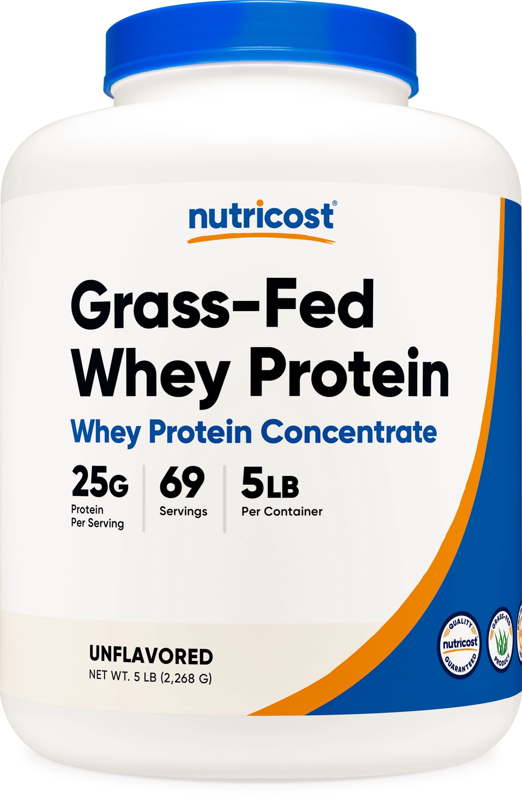 Nutricost Grass-Fed Whey Protein Concentrate Powder (Unflavored) 5LBS