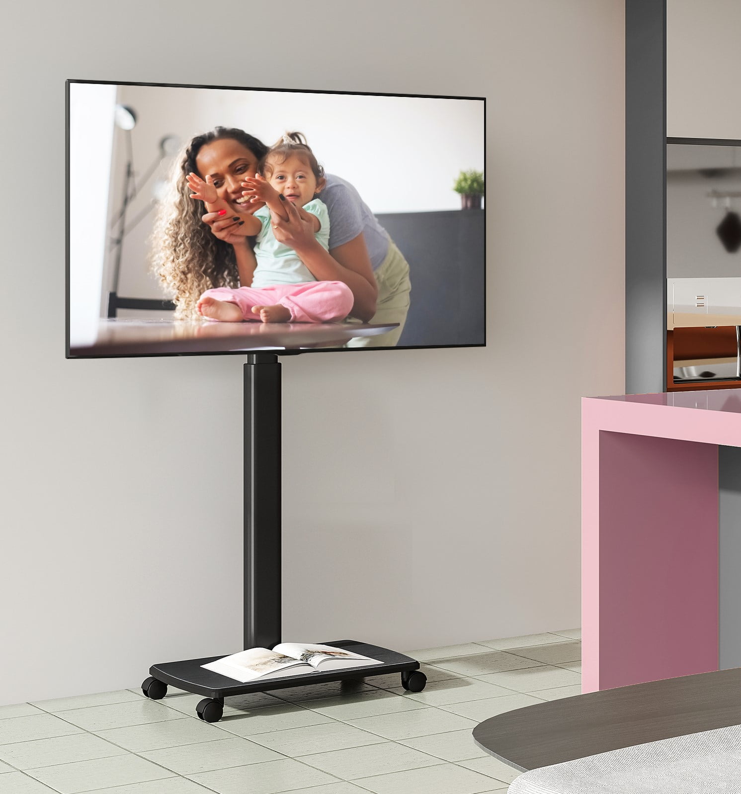 FITUEYES Universal TV Stand with Swivel Mount Height Adjustable for 32 to 65 inch LCD LED OLED TVs 