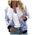 thumbnail image 2 of Sales Today Clearance Women Shirts Women Trendy Casual Zip Up Floral Print Coat Outerwear Lightweight Long Sleeve Fall Workout Running Jacket, 2 of 5