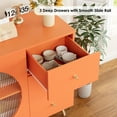 thumbnail image 4 of Homfa Coffee Bar Cabinet with 3 Drawers & Glass Door, Modern Buffet Sideboard Bar Table for Dining Room, Orange, 4 of 7
