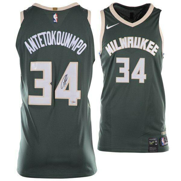 Autographed Giannis Antetokounmpo Jersey Green FANATICS Fanatics