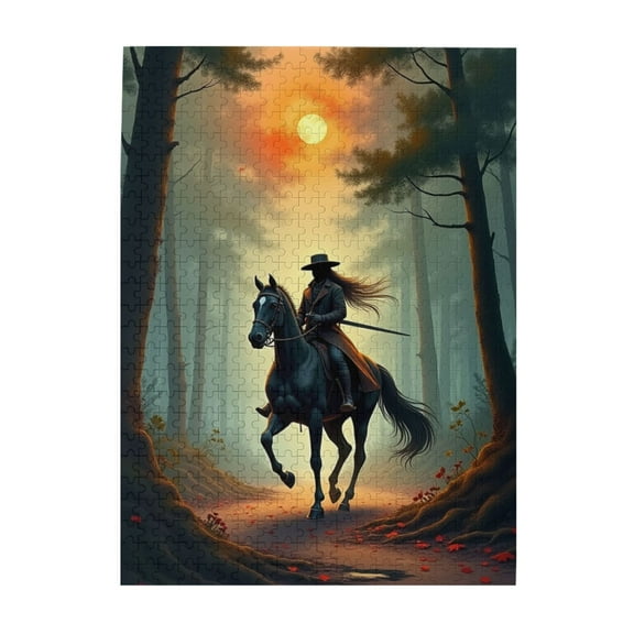 500 Piece Jigsaw Puzzle For Adults Rider In The Autumn Forest Challenging & Relaxing Adult Puzzle Unique Artwork Great Gift Idea 500 Pieces