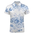 thumbnail image 4 of Modern Navy Blue White Watercolor Elegant Floral Men Zipper T-shirt Summer Casual Short Sleeve T-shirt Top, 4 of 7