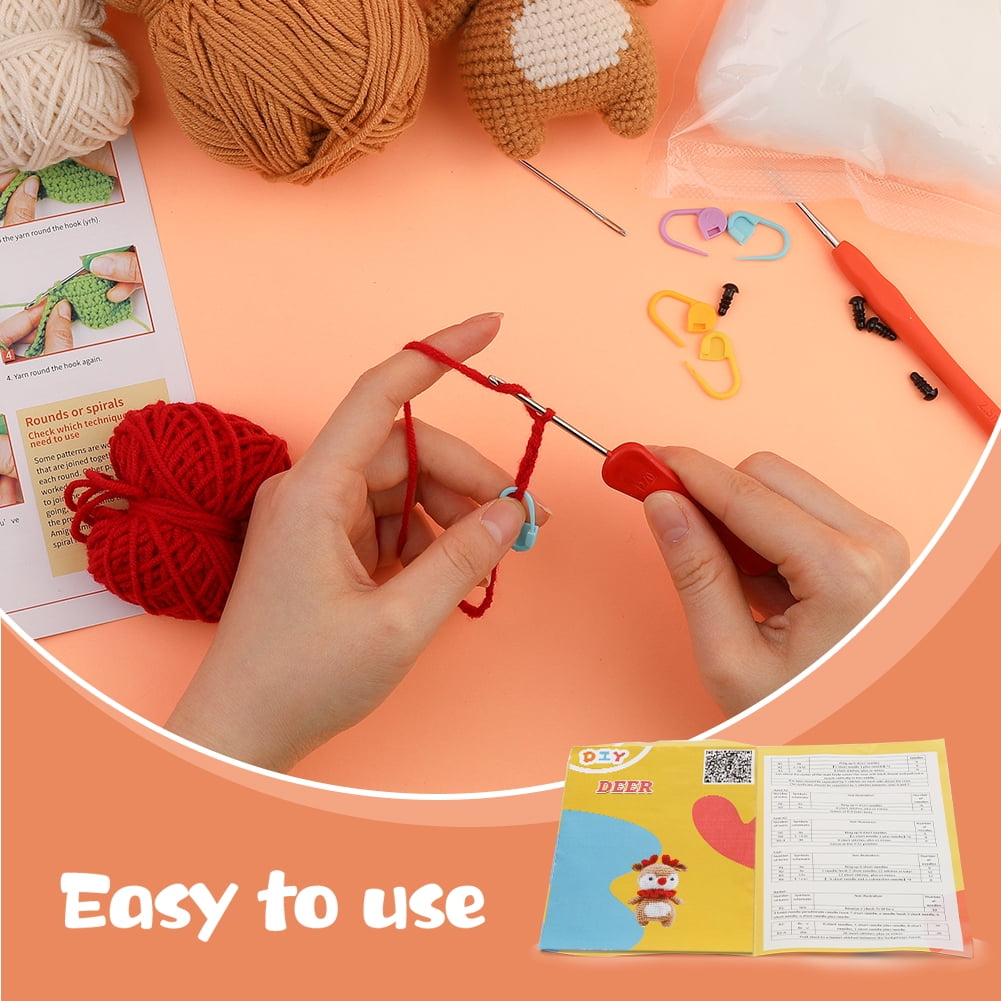 Beginners Crochet Kit, Cute Small Animals Kit for Beginers and Experts, All  in One Crochet Knitting Kit, Step-by-Step Instructions Video, Crochet  Starter Kit for Beginner DIY Craft Art (Fawn). 