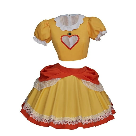 Women’s Super Princess Daisy Sexy Yellow Dress Sexy Yellow Crop Top and Skirt Outfit