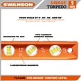 thumbnail image 5 of Swanson Savage 9" Magnetic Aluminum Pro Grade 4 Vials Torpedo Level, Model TL043M, 5 of 10