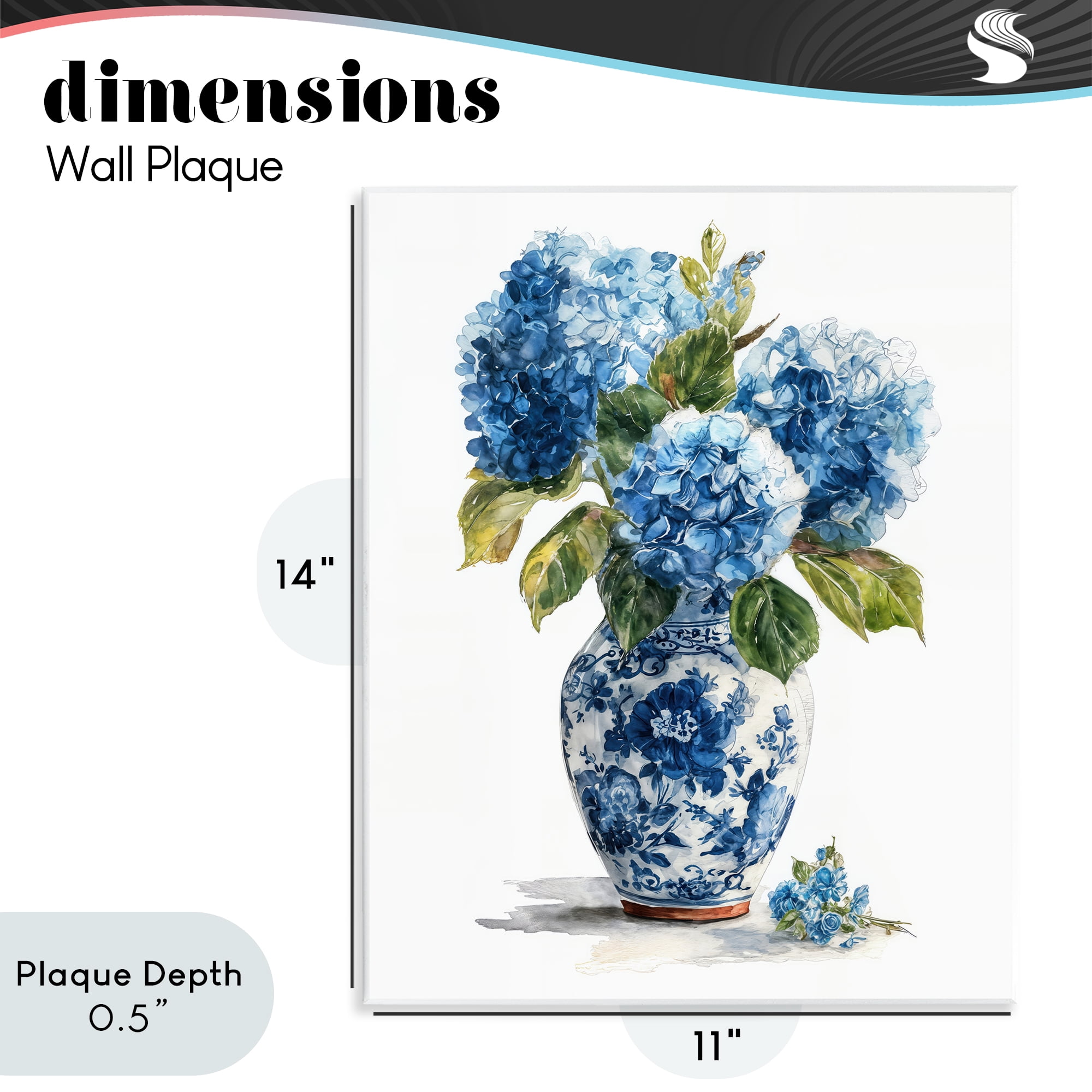 Stupell Industries Porcelain Vase with Hydrangea Bouquet Wall Plaque Art, design by Imagine It Images