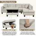thumbnail image 4 of Aukfa 3 Piece Living Room Sectional Couch with Chaise, Storage Ottoman, Cup Holder, Light Gray, 4 of 10
