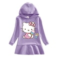 thumbnail image 5 of Hello Kitty nuevo otoño niños algodón Casual Sudadera con capucha vestido lindo estampado de dibujos animados Simple hoja de loto dulce vestido de niña, 5 of 5