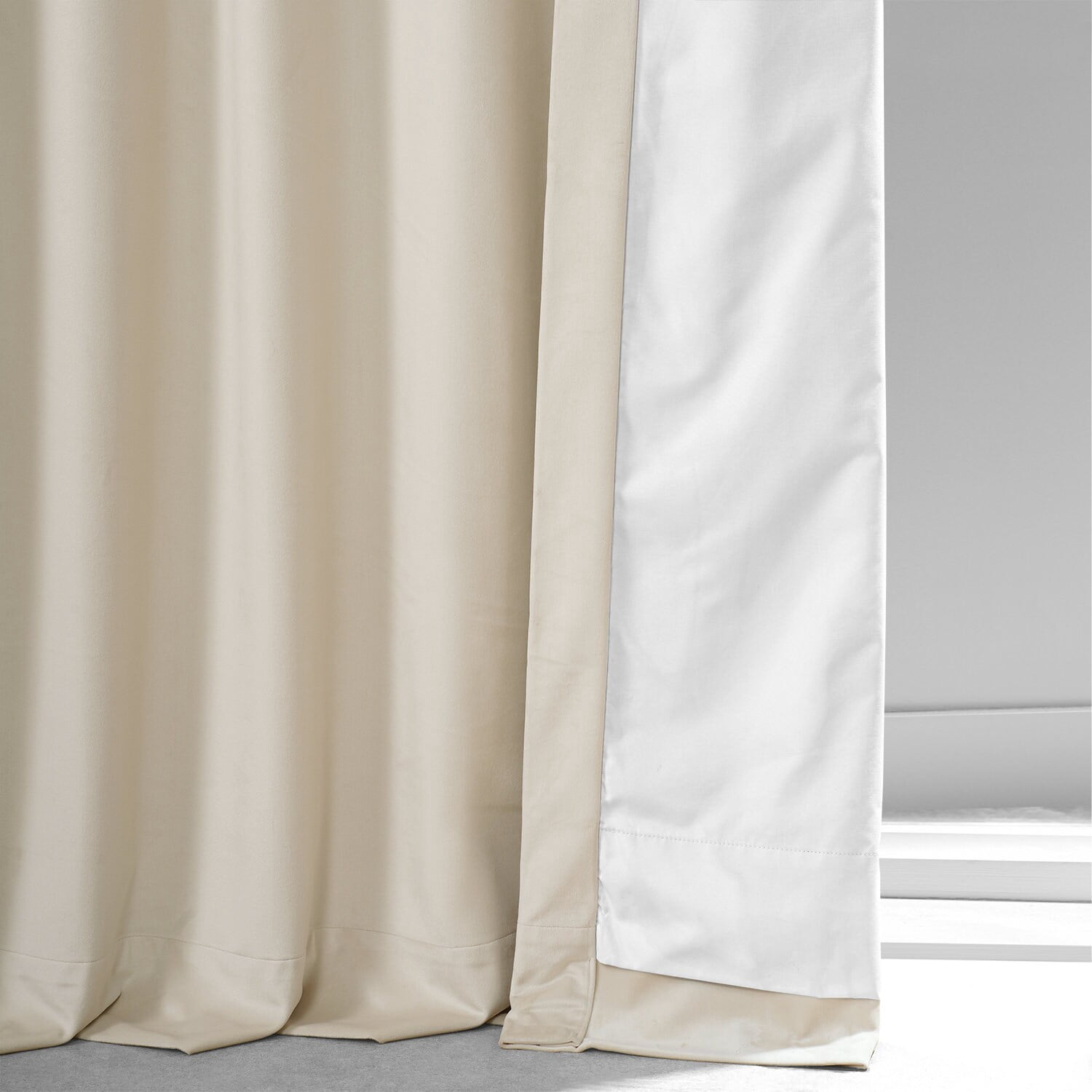 HPD Half Price Drapes Signature Cream Plush Velvet Hotel Thermal Blackout Curtains for Bedroom & Living Room Curtains (1 Panel), Window Curtains 84 inches long, Rod Pocket Curtains & Drapes, 50W X 84L