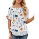 thumbnail image 2 of Camisa Informal Holgada A Rayas de Media con Cuello Redondo y Volantes para Mujer Estampado de Plumas XL, 2 of 7