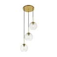 thumbnail image 3 of Baxter 3 Lights Brass Pendant With Clear Glass, 3 of 5