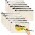 thumbnail image 1 of Estuches de lápices en blanco de 21x12cm (negro), bolsas de maquillaje de lona de 12 Uds., bolsa con cremallera multifuncional, bolsa de viaje hecha a mano DIY, monedero P, 1 of 5